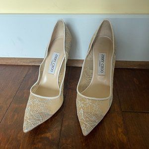 Jimmy Choo White Lace Heels 38